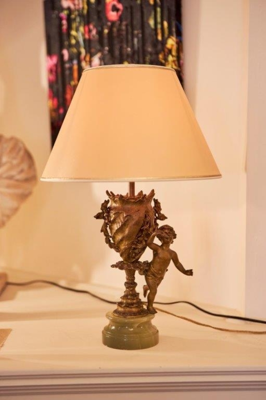 アンティーク　ブロンズテーブルランプ1