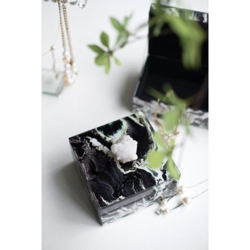 ボックス　小　ブラックマーブル柄3