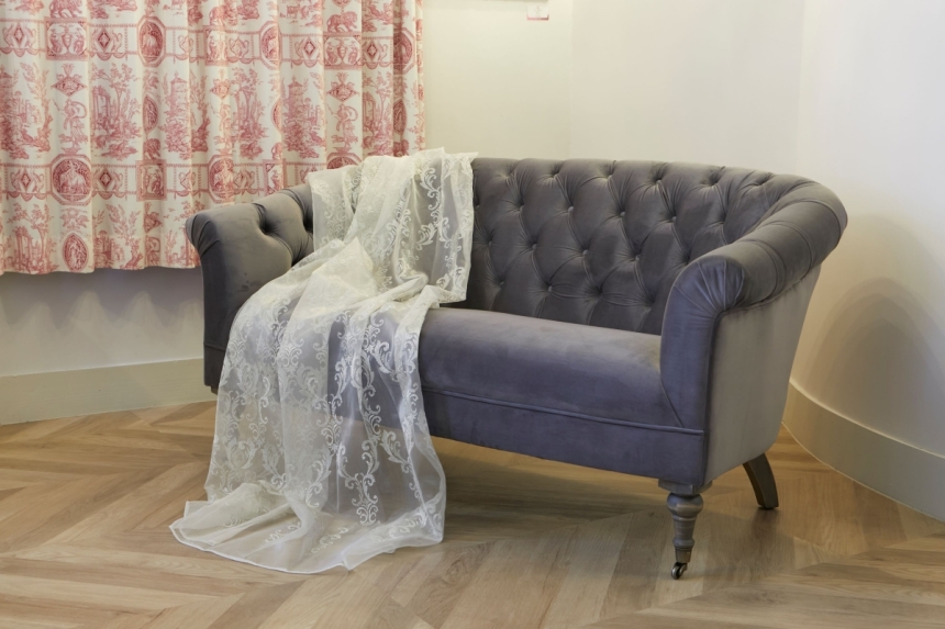 ソファー　ベロアダークグレー1